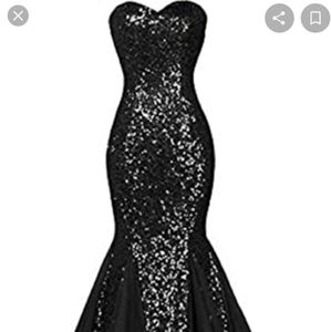 Strapless squin mermaid Monique L'huilier black dress